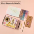 Complete light purple sakura theme wax seal stamp kit with melting furnace and accessories - Deluxe Kit (J5 Accessories + K14 Light Purple) / Light Purple