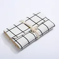 Minimalist black and white plaid fabric notebook featuring a vintage rope tie closure - Simple White Grid (NB127) / Small (A6)