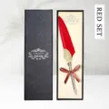Vintage-Set mit rotem Federkugelschreiber und eleganter schwarzer Box - Geschenkbox Set (SP134003) / Set mit roten Zirkonia
