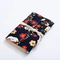 Vintage fabric notebook with Japanese floral pattern and cream rope tie closure design. - Lucky Cat Black (NB127) / Small (A6)