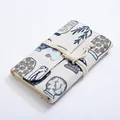 Vintage floral print fabric notebook featuring rustic string tie closure and linen texture - Blue And White Hand-Drawn Jar (NB127) / Small (A6)