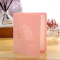 Biglietto d'auguri rosa fatto a mano tagliato al laser con albero e JUST FOR YOU - Biglietto Alberello (GA149) / Rosa