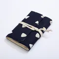 Retro navy blue cloth covered notebook featuring strawberry print and cream rope wrap - Delicious Sushi Dessert (NB127) / Small (A6)