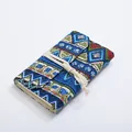 Vintage blue geometric pattern fabric journal notebook with cream rope tie closure - Bohemian Blue (NB127) / Small (A6)