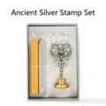 Vintage Drachengriff-Siegelstempel-Set mit goldenem und silbernem Wachs - Antik Silber Drachen Set (SE103) / 1 Griff 2 Wachsstifte 1 Box