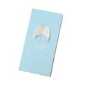 Minimalist light blue greeting card with white 3D angel wings and gold blessing text - Wing Long Card (CA156) / Sky Blue