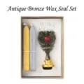 Antikes Wachssiegel-Set mit Drachengriff und zwei Wachsstiften in Gold und Silber - Antik Bronze Drachen Set (SE103) / 1 Griff 2 Wachsstifte 1 Box