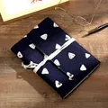 Vintage cloth cover notebook with onigiri rice ball pattern and white string tie closure - Delicious Sushi Dessert (NB128) / Large (A5)