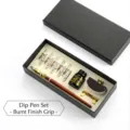 Professional vintage wooden dip pen gift set with 11 metal nibs and ink bottle in gift box - Straight Handle Style (SWG) / 11 Nibs Set