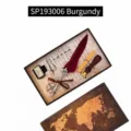 Professionelles Federkiel-Geschenkset in Burgund mit Tinte und Wachssiegel-Stempel - Weinroter Stil (SP193006)