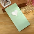 Minimalist light green greeting card with 3D white heart and English blessing - Heart Long Card (CA156) / Green
