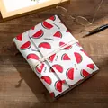 Vintage literary fabric notebook featuring creative watermelon print and rustic rope closure - Summer Watermelon (NB128) / Large (A5)