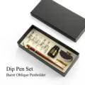 Vintage calligraphy dip pen set with wooden oblique holder, ink, and nibs in gift box - Oblique Handle Style (XG) / 11 Nibs Set