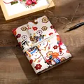 Japanese style lucky cat fabric journal notebook with vintage floral print and rope tie - Lucky Cat Yellow (NB128) / Large (A5)