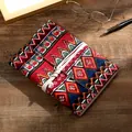Vintage ethnic tribal printed fabric cover notebook journal with white cord tie closure - Bohemian Red (NB128) / Large (A5)