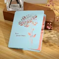 Elegant light blue laser-cut greeting card featuring a delicate rose floral pattern design - Rose Card (GA148) / Sky Blue