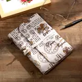 Creative retro linen fabric notebook with vintage stamp prints and elegant string tie closure - Vintage English News (NB128) / Large (A5)