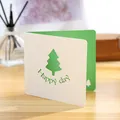 Small green hollow Christmas tree greeting card with Happy Day text for holiday gifts - Pine Card (GA146)