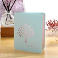 Handmade laser-cut greeting card featuring a tree design in elegant light blue and pink - Small Tree Card (GA149) / Sky Blue