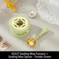 Elegant mint green vintage wax seal melting furnace and spoon set for DIY craft projects - AS327 Wax Seal Furnace & Wax Spoon - Light Green