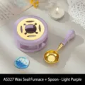 Retro lavender purple wax seal warmer furnace and matching metal melting spoon set - AS327 Wax Sealing Furnace & Spoon - Light Purple