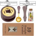 Juego de accesorios para sellos de cera de madera europeo de 5 piezas en color rosa viejo - Juego de 5 piezas con mango largo (AS-319) / Rosa empolvado