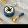 Retro deep blue wax seal melting furnace with matching gold spoon for stamp sealing - AS327 Wax Sealing Furnace & Spoon - Dark Blue