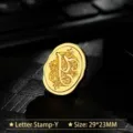 Retro golden metallic wax seal stamp head with vintage letter Y floral engraving - Letter Y