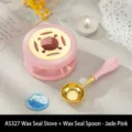 Vintage macaron pink wax seal melting furnace and metal spoon set for DIY crafts - AS327 Wax Sealing Furnace & Spoon - Jade Pink