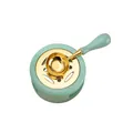 Vintage macaron green wax seal melting furnace and gold plated melting spoon tool - AS327 Wax Seal Furnace + Wax Spoon - Lake Blue