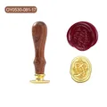 Retro-Siegelstempel-Set mit Massivholzgriff und detailliertem ovalem Legierungsbuchstabenkopf - Kalligraphie Buchstabe Q(OY0530-081)