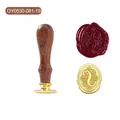 Retro-Wachssiegelstempel-Set mit Holzgriff und graviertem Goldlegierungskopf mit Buchstabe S - Kalligraphie Buchstabe S(OY0530-081)