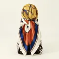 Rear view detail of a satin square scarf with a nautical chain print tied as a headscarf - Yellow (FH071-2#)