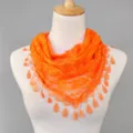 Oranje Kant Driehoekige Sjaal Dames Holle Roos Bloemen Decoratieve Klosjes Sjaal Variant - 2# Oranje