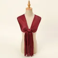 Elegant wine red metallic lurex pashmina shawl with long fringes for evening dress - 190x45cm / Burgundy