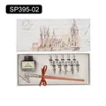 Set de caligrafía vintage de madera con plumillas de repuesto y tinta en caja de regalo - Color Madera Roja Vintage (SP395-02)