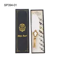Vintage gold-speckled feather quill pen calligraphy set with 8 nibs in a gift box - Gold-Flecked White