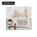 Estuche de caligrafía vintage con portaplumas oblicuo y 11 plumillas de acero inoxidable - Negro Mate (SP395-04)