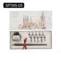 Juego de caligrafía retro con pluma de inmersión, 10 puntas y tinta negra en caja. - Marrón Vintage (SP395-05)