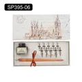 Juego de pluma de madera vintage con 10 plumillas de repuesto y tinta en caja de regalo - Marrón Oscuro Vintage (SP395-06)