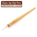 Glass head dip pen with natural wood handle in long style for calligraphy and drawing - Long Glass Nib Style (SP276666) / Natural Wood Color