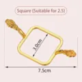 Molde profesional de sello de cera cuadrado de metal dorado con asas de 7,5 cm - Estilo Cuadrado / Diámetro Interior 3.0cm (Apto para Sello 2.5cm)
