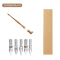 European retro oblique dip pen set with wood resin holder and 5 metal nibs - Solid Wood Crystal Resin Style (OY0529-076-101) / Pen Nib And Box Set