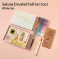 6-piece cherry blossom seal wax set with white furnace and pink tealight candles gift - Deluxe Kit (J5 Accessories + K14 White) / White