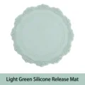 Alfombrilla de silicona verde claro con borde de encaje floral para sellos de lacre - Almohadilla de Silicona con Encaje-Verde Claro Redondo / Diámetro 10cm