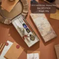 Ρετρό σετ δώρου πένας με φτερά steampunk με μηχανικά γρανάζια και χρυσές πινελιές - SP342地球盒齿轮(SP342地球盒齿轮) / 0.5mm / Λευκό με Χρυσές Νιφάδες