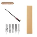 Coffret porte-plume coudé vintage avec manche en bois et cinq plumes - Style Résine Patchwork en Bois (OY0529-076-106) / Set de Plume et Boîte