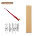 Set de stylo plume oblique rétro rouge avec 5 plumes en métal et boîte cadeau en kraft - Style en Résine Rouge (OY0529-076-114) / Stylo + 5 Plumes + Coffret (0.5mm)