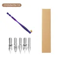 Set de porte-plume oblique en résine violette avec 5 plumes et boîte en papier kraft - Style Résine Texture Cristalline Violette (OY0529-076-115) / Stylo + 5 Plumes + Coffret (0.5mm)