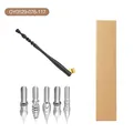 Set de porte-plume oblique vintage en bois avec cinq plumes métalliques et boîte kraft - Style Bois Massif Brun Foncé (OY0529-076-117) / Stylo + 5 Plumes + Coffret (0.5mm)